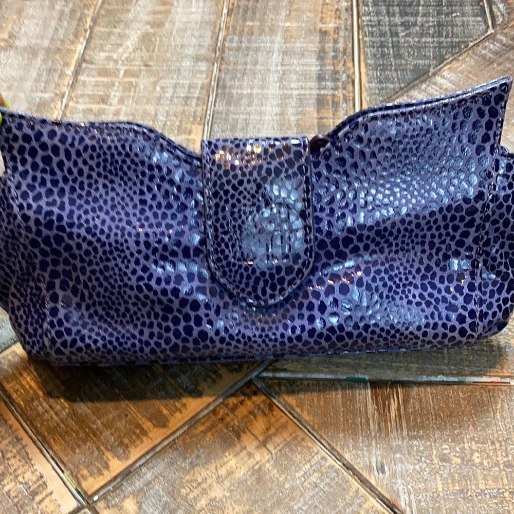 Cate Adair purple leather clutch/crossbody.